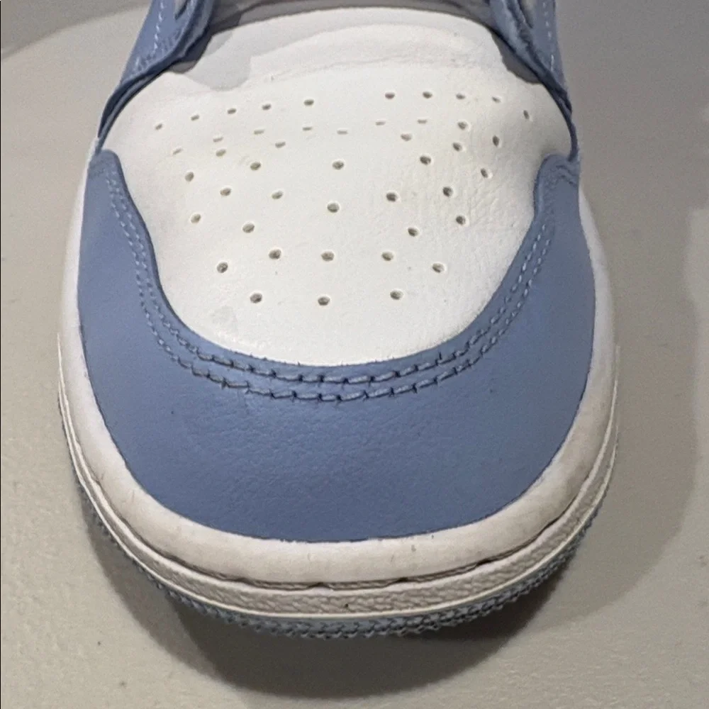 Nike - Women's Air Jordan Retro 1 Low Sneakers. White and baby blue.